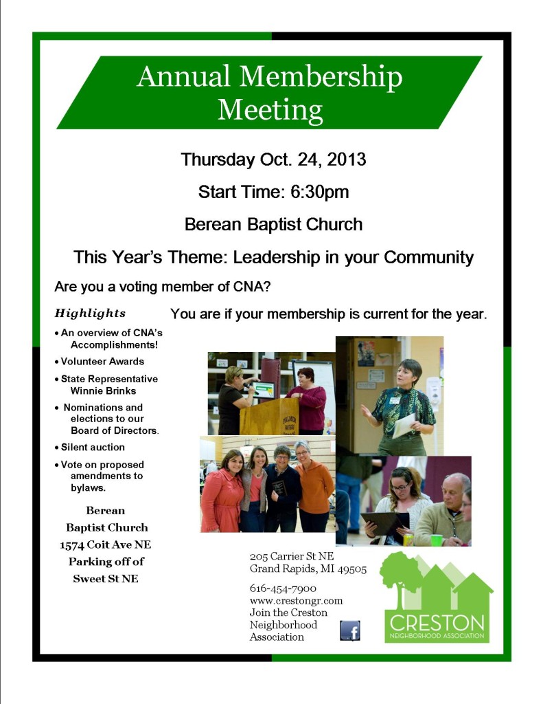 Annual Membership Meeting Flyer 2013